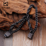 Men's Double Layer Stainless Steel Matte Bracelet Chain Hip Hop Biker Jewelry