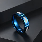 8MM Blue/Gold Stainless Steel Ring Groove Wedding Ring