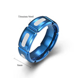 8MM Blue/Gold Stainless Steel Ring Groove Wedding Ring