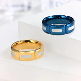 8MM Blue/Gold Stainless Steel Ring Groove Wedding Ring