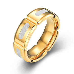 8MM Blue/Gold Stainless Steel Ring Groove Wedding Ring