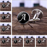Men's A-Z Silver Letter Cufflinks for Shirt Wedding Cuff Links