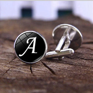 Men's A-Z Silver Letter Cufflinks for Shirt Wedding Cuff Links