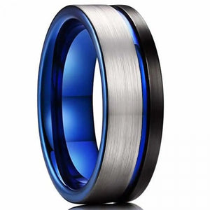 Men's Tungsten Carbide Ring Silvery Surface Asymmetric Ring