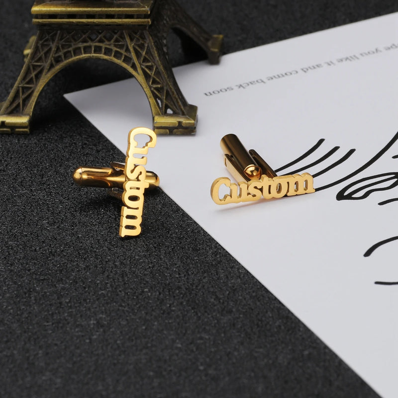 Men's 4 Letter Stainless Steel Cufflinks
