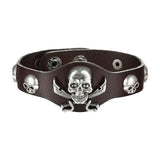 Men's Skull Wide Bracelet Cuff Punk Faux Leather Wristband Jewelry