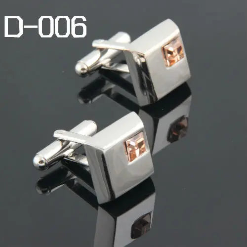 Orange Rhinestone Cufflinks for Men D-006