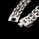 Men's Silver Stainless Steel ID Bracelet Double Link Chain Punk Jewelry