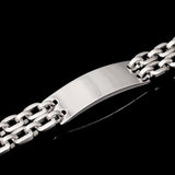 Men's Silver Stainless Steel ID Bracelet Double Link Chain Punk Jewelry