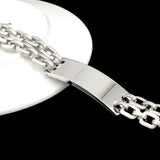 Men's Silver Stainless Steel ID Bracelet Double Link Chain Punk Jewelry