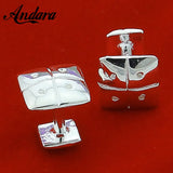 Square Single Button Cufflinks Silver Jewelry for Shirts