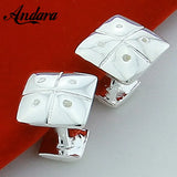 Square Single Button Cufflinks Silver Jewelry for Shirts