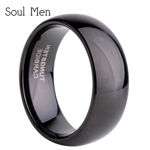Men's Tungsten Carbide Silver Rings Wedding Band Engrave Name