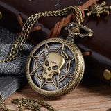 Men's Vintage Skull Pocket Watch Pendant Necklace Personality Rock