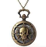 Men's Vintage Skull Pocket Watch Pendant Necklace Personality Rock
