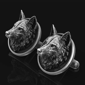 Men's Wolf Head Retro Cufflinks French Shirts High Cuff Button