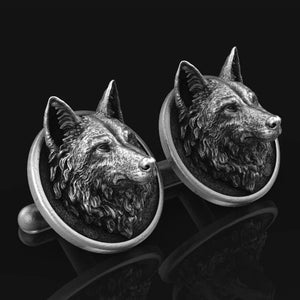 Men's Wolf Head Retro Cufflinks French Shirts High Cuff Button