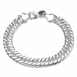 Men's 10mm Wide 925 Silver Charm Link Chain Bracelet 8''
