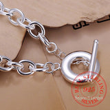 925 Silver Thick Link Chain Bracelet Charm OT Men Women