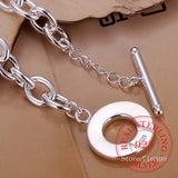 925 Silver Thick Link Chain Bracelet Charm OT Men Women