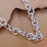 Men's 925 Silver Charm Thick Link Chain Bracelet