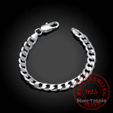 Men's 925 Sterling Silver Charm 8 Inch Bracelet for Women Men