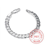 Men's 925 Sterling Silver Charm 8 Inch Bracelet for Women Men