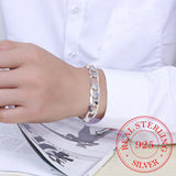 Men's 925 Silver 12mm Chains Bracelet Bangle