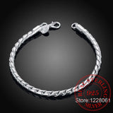 925 Sterling Silver 4mm Twisted Chain Bracelet Bangle