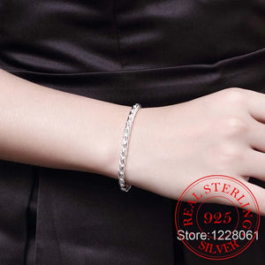 925 Sterling Silver 4mm Twisted Chain Bracelet Bangle