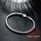 925 Sterling Silver 4mm Twisted Chain Bracelet Bangle