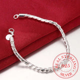 925 Sterling Silver 4mm Twisted Chain Bracelet Bangle