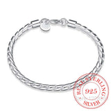 925 Sterling Silver 4mm Twisted Chain Bracelet Bangle