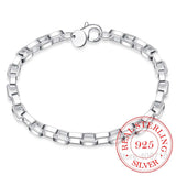 Men's 925 Sterling Silver 5mm Box Chain Bracelet Bangle Gift