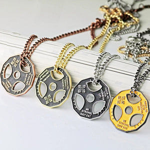 Men's Fitness Collar Gym Necklace Weight Plate Barbell Dumbbell Pendant