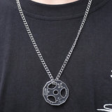 Men's Fitness Collar Gym Necklace Weight Plate Barbell Dumbbell Pendant