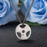 Men's Fitness Gym Necklace Weight Plate Barbell Dumbbell Pendant