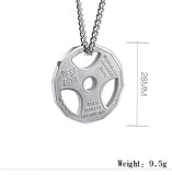 Men's Fitness Gym Necklace Weight Plate Barbell Dumbbell Pendant
