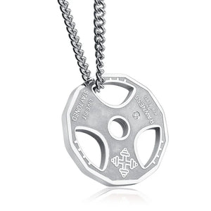 Men's Fitness Gym Necklace Weight Plate Barbell Dumbbell Pendant