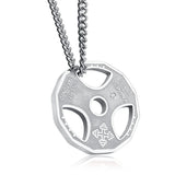 Men's Fitness Gym Necklace Weight Plate Barbell Dumbbell Pendant