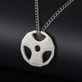 Men's Fitness Gym Necklace Weight Plate Barbell Dumbbell Pendant