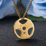 Men's Fitness Gym Necklace Weight Plate Barbell Dumbbell Pendant