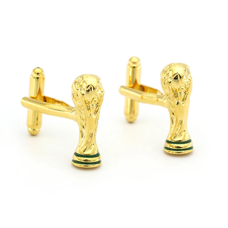 Men's Football Cup Cuff Links Copper Golden