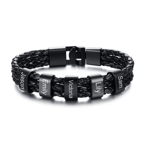 Men's Family BFF Names Bracelets with Beads Charm Jewelry