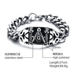 Men's Masonic Stainless Steel Cuban Link Chain Bracelet