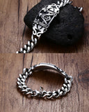 Men's Masonic Stainless Steel Cuban Link Chain Bracelet