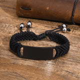 Men's Personalize ID Bracelets, Handmade Rope Chain Wristband