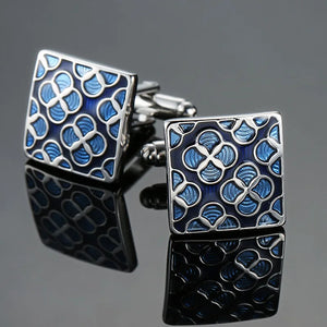 Vintage Enamel Crystal Cufflinks for Men - Wedding Jewelry Button