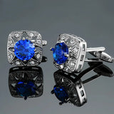Vintage Enamel Crystal Cufflinks for Men - Wedding Jewelry Button