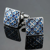 Vintage Enamel Crystal Cufflinks for Men - Wedding Jewelry Button